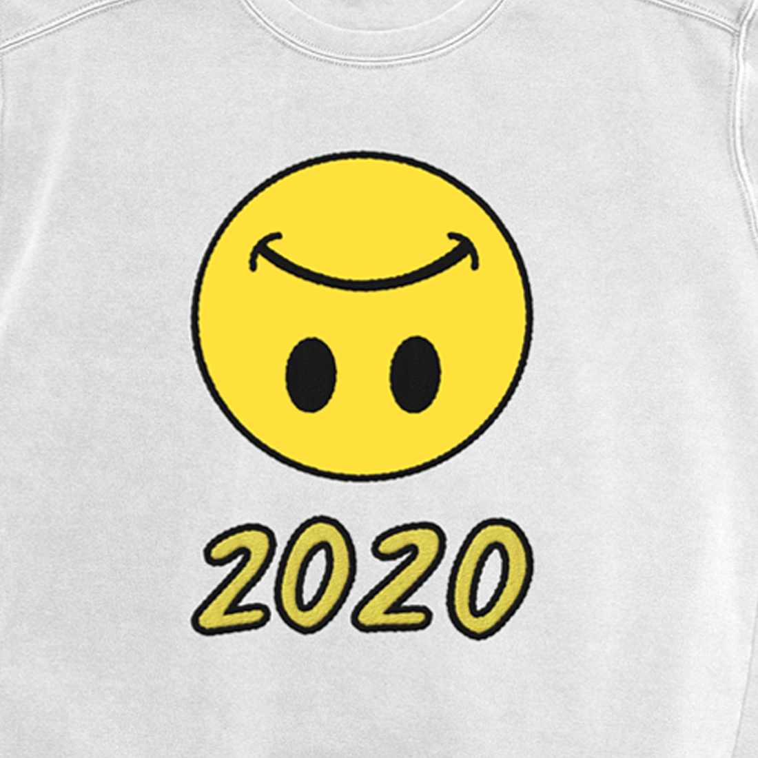 LUV Upside Down Smiley 2020 White Crewneck